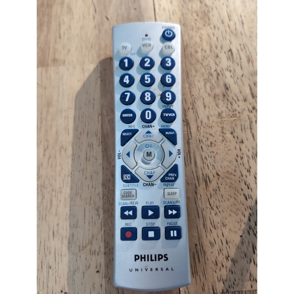 Philips‎ Universal TV VCR DVD SAT/CBL Remote Control Silver